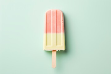 Yellow ice cream stick on pink background. Minimal summer concept.