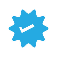 Blue tick - symbol of certification and verification on social media and social network. Verified and certified official account and profile. Vector illustration. Eps file 511.