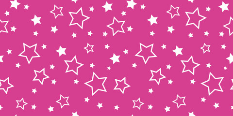 Striped pattern with a star. Pink texture Seamless vector stripes. Fabric for wrapping wallpaper. Textile sample. Abstract geometric background. bright pink simple design. space stars, barbie style