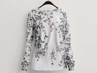 Elegant long sleeve floral shirt on white background