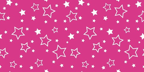 Striped pattern with a star. Pink texture Seamless modern stripes.  Fabric for wrapping wallpaper. Textile sample. Abstract geometric background. bright pink simple design. space stars, barbie style