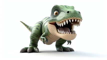 A charming and playful 3D rendition of a cute tyrannosaurus rex, guaranteed to captivate your audience. Its adorable expression and colorful details make it perfect for children's educationa