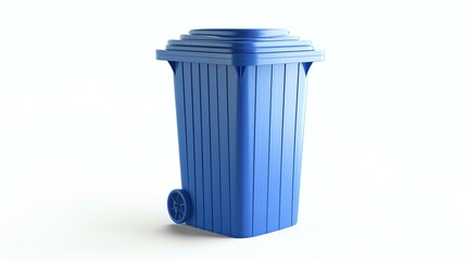 A sleek and modern 3D rendered icon of a blue trash bin, perfect for adding a touch of sophistication to your design projects. This isolated icon on a white background adds simplicity and el