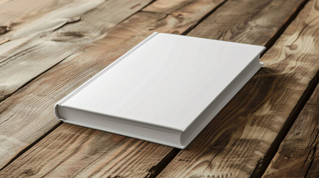 A versatile hardcover book mockup placed on a rustic wooden table, showcasing endless creative design opportunities with its completely blank cover. Let your imagination run wild with this c
