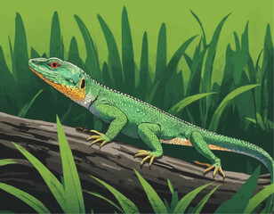Illustration of Japanese native Miyako grass lizard
