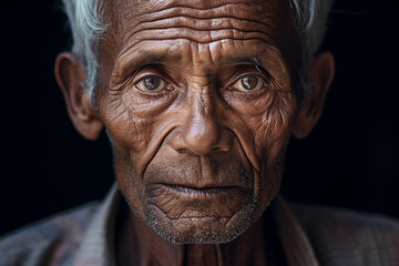A Candid Portrait Series of Elderly Individuals, focusing on the expressive wrinkles on their faces