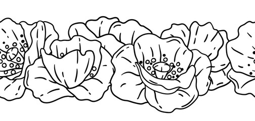 Pattern with poppies flowers. Beautiful decorative plants.
