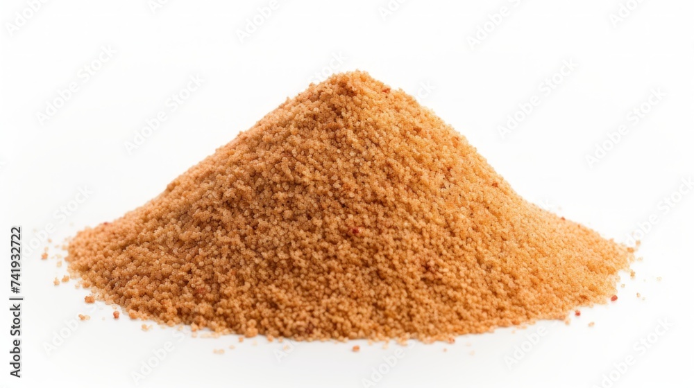 Poster close-up realistic photo of a small mound of bulgur grains on a white background generative ai