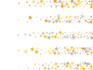Minimal silver and gold stars magic scatter pattern. Little starburst spangles xmas decoration elements. Wedding stars magic texture. Spangle elements poster decor.
