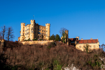 View of Hohenschwangau castle in the Bavarian mountains (Germany).