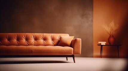 Brown Leather Couch in a Cozy Living Room
