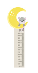 Cute hippo on moon ruler for baby growth