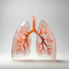 Model of a human lungs in the form of a transperant plastic healthy breathing concept 