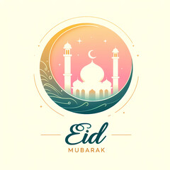 Streamlined Eid, Minimalist Design & Text Shine in Bright Palette