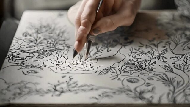 An artist's hand skillfully sketches a fantastical creature, seamlessly transforming it into various captivating shapes.
