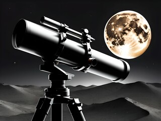a telescope with the moon in the background
