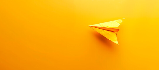 Yellow paper plane and business strategy. Business success, innovation and solution concept, copy space