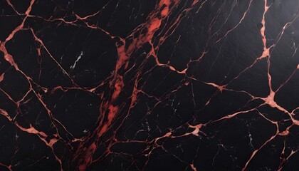 Black marble tile with red veins pattern texture - obrazy, fototapety, plakaty