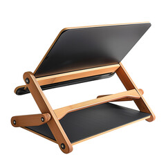 wooden laptop stand on solid white background