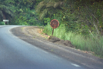 Max Speed sign on a road in Africa