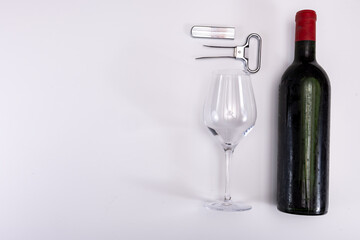Corkscrew for opening of very old vintage bottles of wine, twin-prong cork puller can extract stopper without damage, on white background