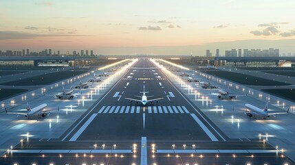 airport runway generative ai - obrazy, fototapety, plakaty