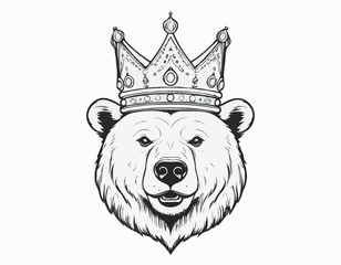 Vintage bear head in royal crown
