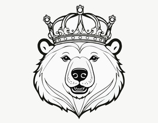 Vintage bear head in royal crown