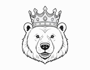 Vintage bear head in royal crown