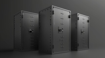 Metal open safety boxes in a 3D render.