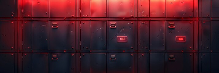Bank safe boxes wall in the vault. Individual deposit lockers in a strongroom or underground secured storage 3d realistic vector illustration. Valuable possessions, secure banking service concept