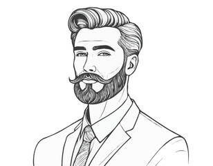 Bearded stylish man vintage tattoo concept

