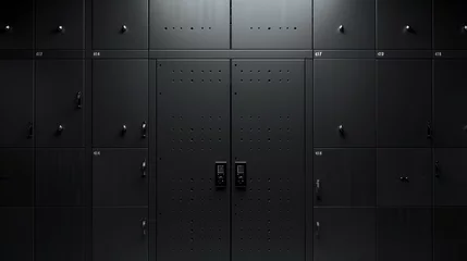Foto op Canvas front face of modern monochromatic gym locker door with a digital lock panel, close flat front view angle © Zahid