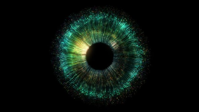 Eye Iris Digital Abstract Concept Entertainment Technology Artificial Intelligence &ndash; Futuristic Visual, Sci-Fi Interface, Particle Eye Design, Tech Animation