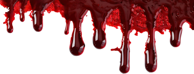 Blood dripping over isolated transparent background
