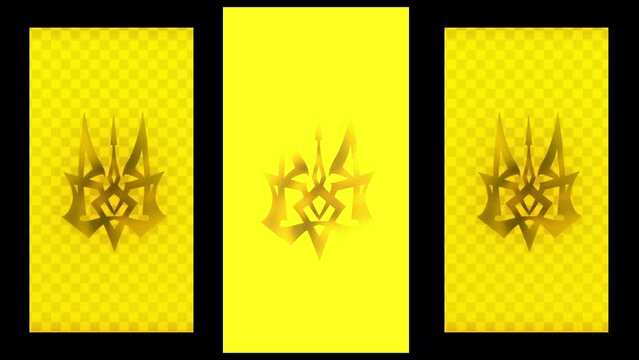 Ukrainian Trident Tryzub National Flag Colors Yellow Blue Vertical Bars Loop