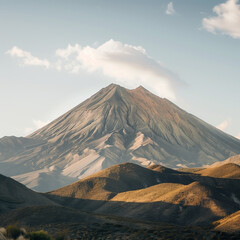 Fototapeta premium Majestic Mountain Peak with Sunlit Slopes