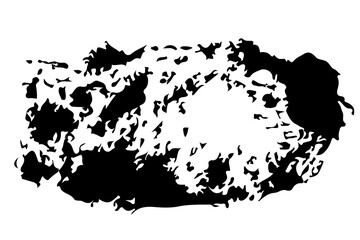 Ink splat overlaid by dots in black and white.