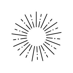 Obraz premium Fireworks, star burst doodle. Festive fireckrackers, sunburst explosion, Sparkles in sketch style. Hand drawn vector illustration isolated on white background