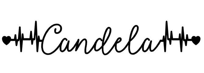 Candela - black color - name written - heartbeat, electrocardiogram, love - for websites,, presentations, greetings, banners, cards,, t-shirt, sweatshirt, prints, cricut, silhouette, sublimation	 - obrazy, fototapety, plakaty