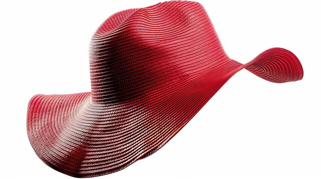 A Stylish Red Straw Hat For Summer, Elegantly Presented Against A Pristine White Background, Exudes Warmth And Fashion-forward Flair.