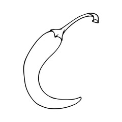 Linear sketch, outline, coloring of a hot chili pepper. Vector graphics.
