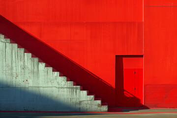 Naklejka premium pale stairs in a bright red room