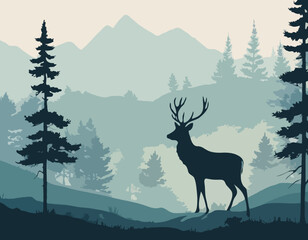 Deer forest landscape scenic natura
