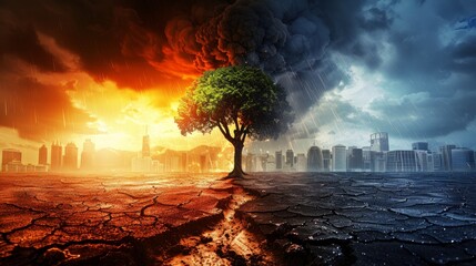 An image representing the concept of climate change - obrazy, fototapety, plakaty