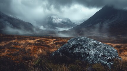 scottish highlands background, nature photography, 16:9 - obrazy, fototapety, plakaty