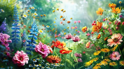 Obraz na płótnie Canvas Lovely flowers in the garden