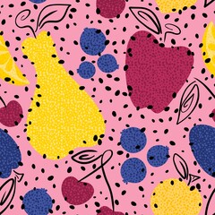 Abstract fruit seamless pattern for fabrics and linens and kids clothes print and kids clothes print and summer textiles
