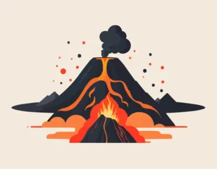 Fotobehang Volcano eruption vector illustration, flat style © Ouahdou