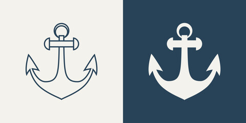 Vector Anchors. Anchor Silhouette Icon Set. Anchor with Outline. Anchor Design Template. Vector Illustration © gomolach